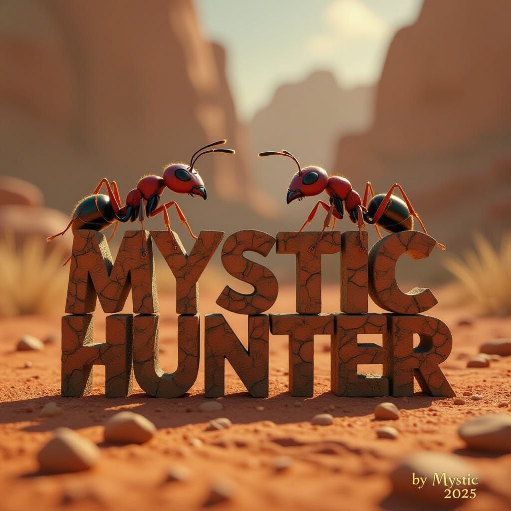 Ant Duo Lifting Mystic Hunter Text Sculpture