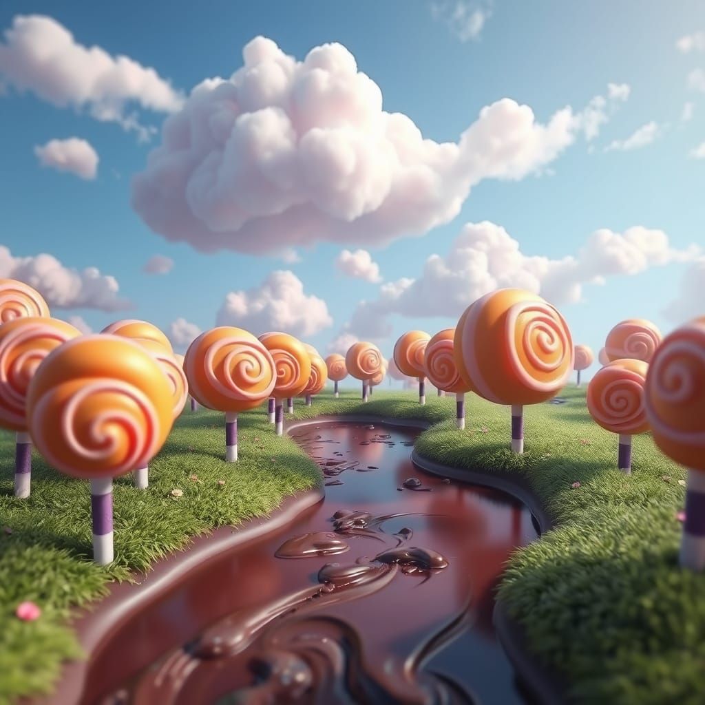 Whimsical Candyland Landscape in Vibrant Colors