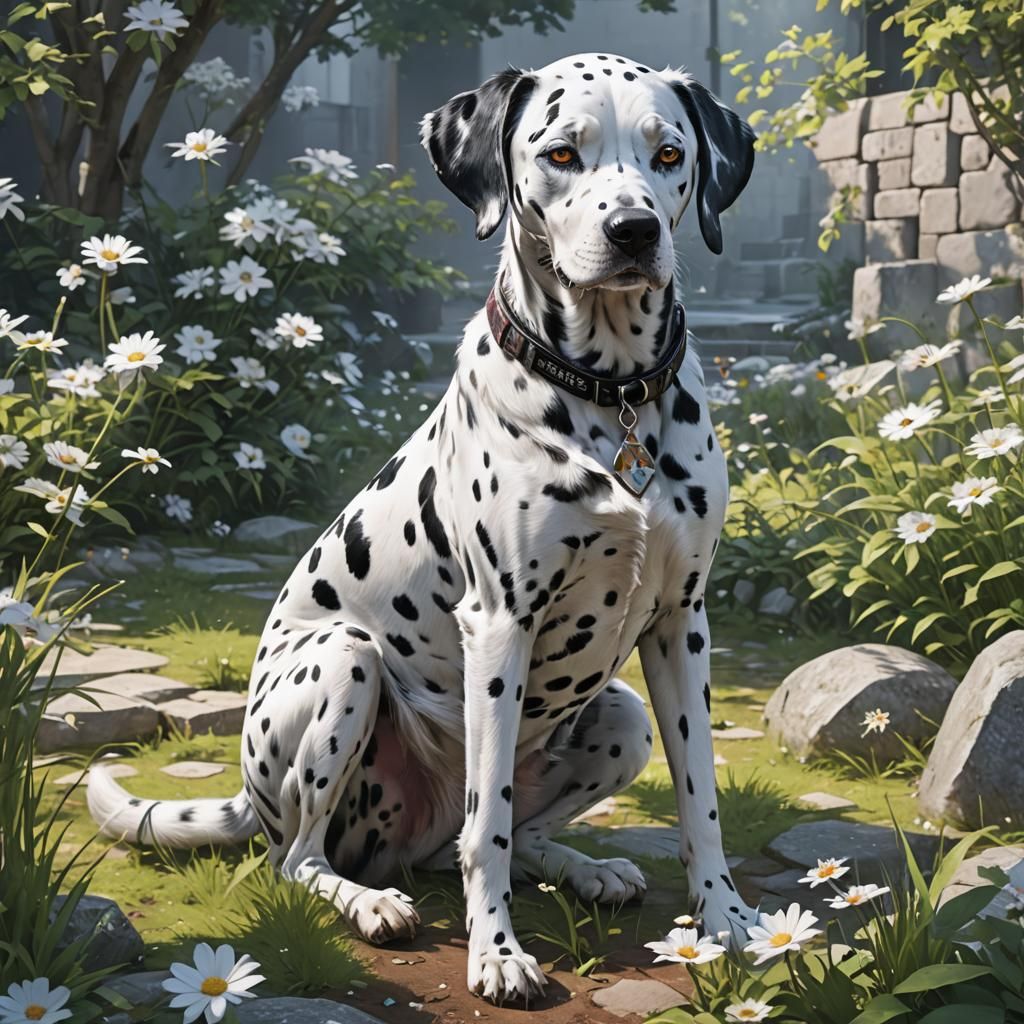 Detailed Dalmatian Anime Art in WLOP Style