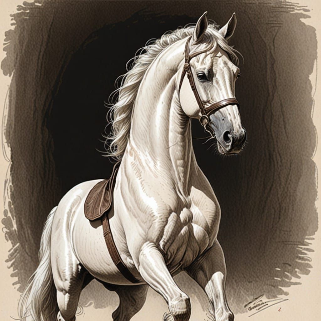Horse in Dark Ages Drawing Style