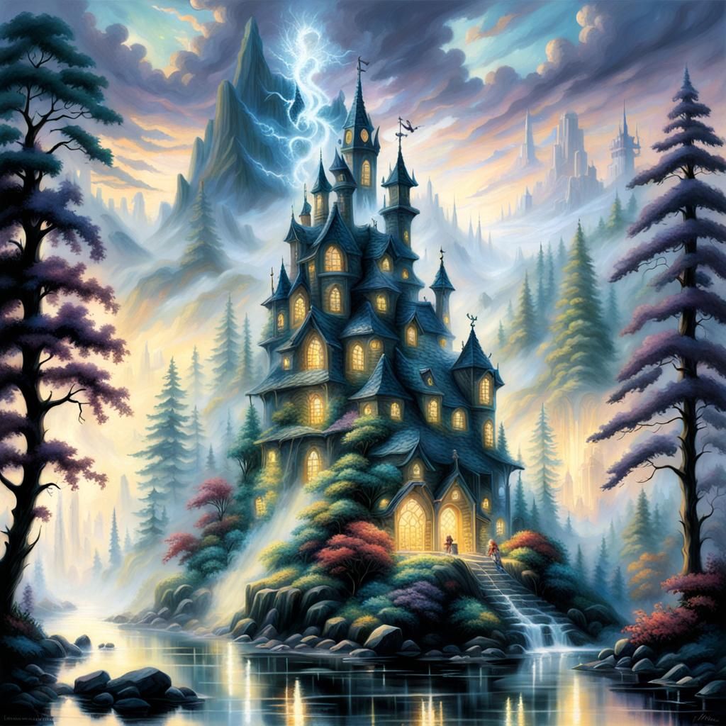 Ethereal Shadow Dreadlord in Fantasy Landscape