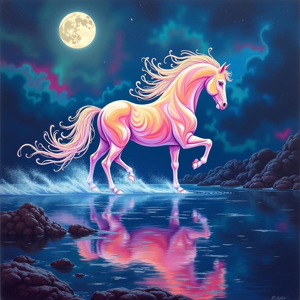 Ethereal Mist Horse in Graffiti Style