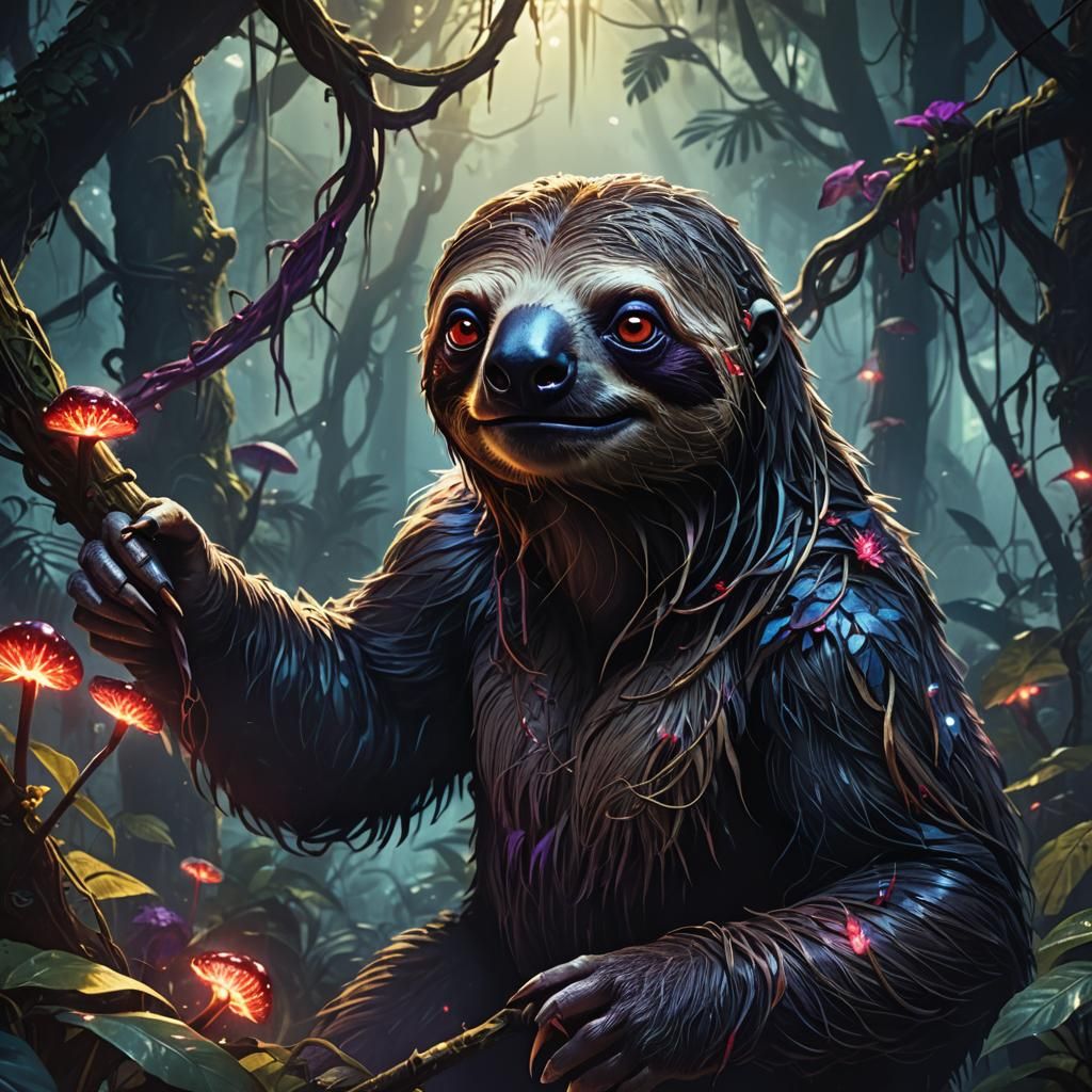 Terrifying Sloth Portrait in Dark Fantasy Style