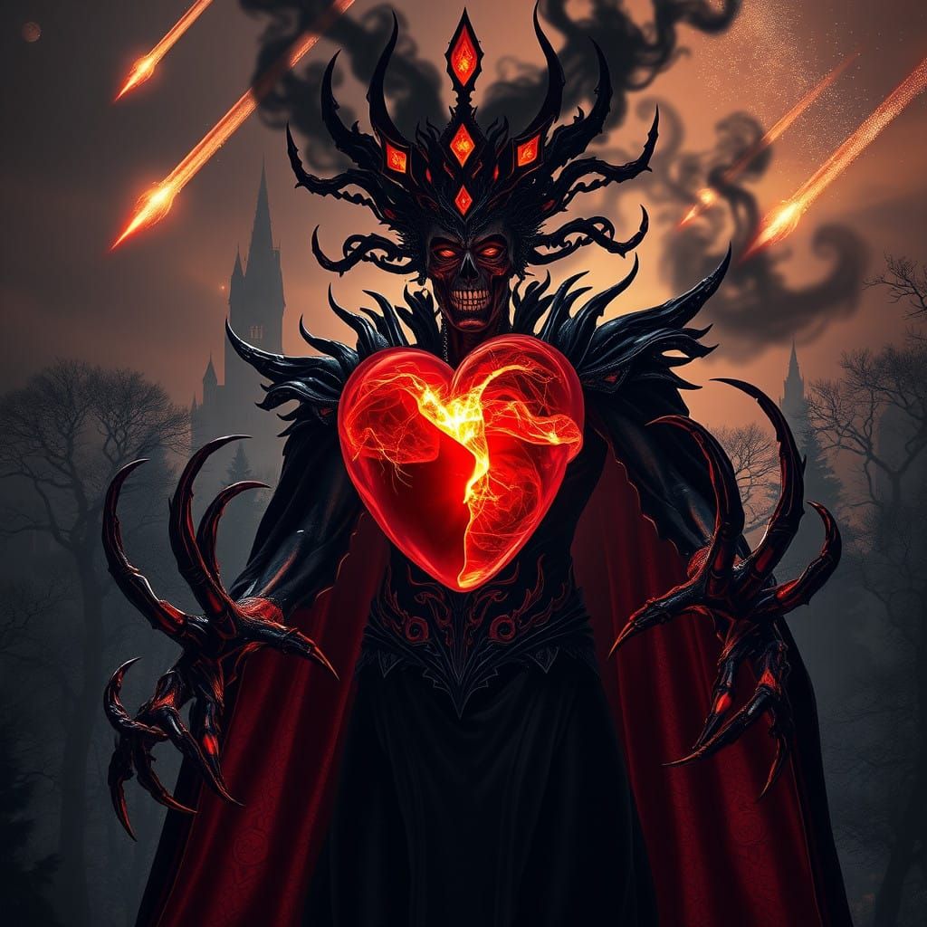 Dark Disney Villain with Twisted Crown and Holographic Heart