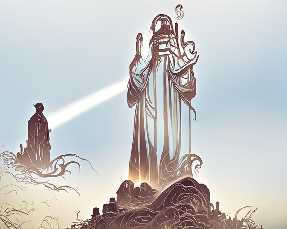 Priest Blessing Followers in Digital Paper Art