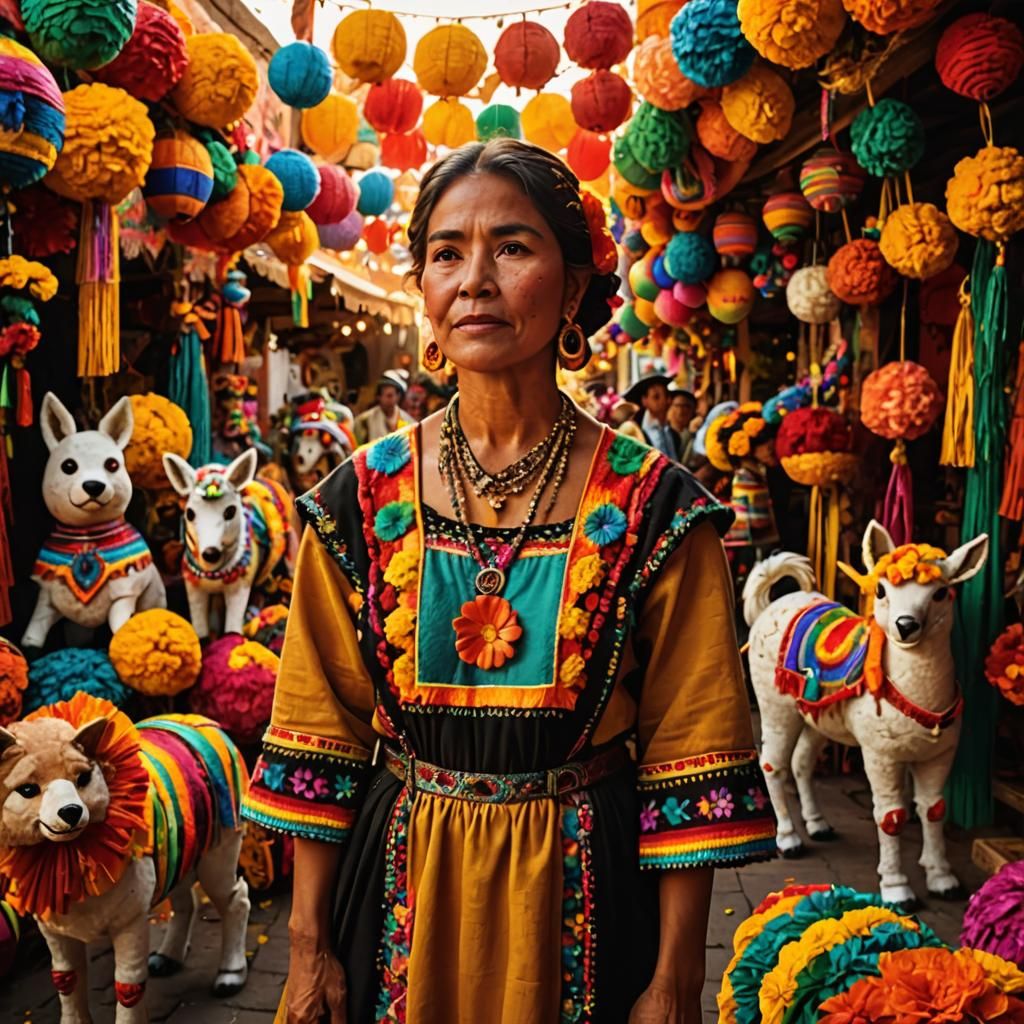 Proud Woman in Traditional Mexican Folk Art