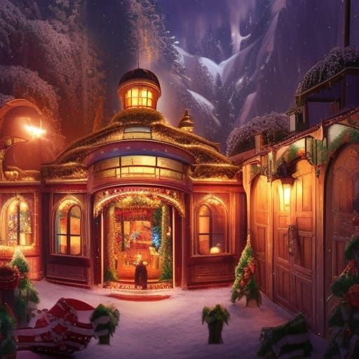 Santa's Grotto at Night: A Digital Masterpiece