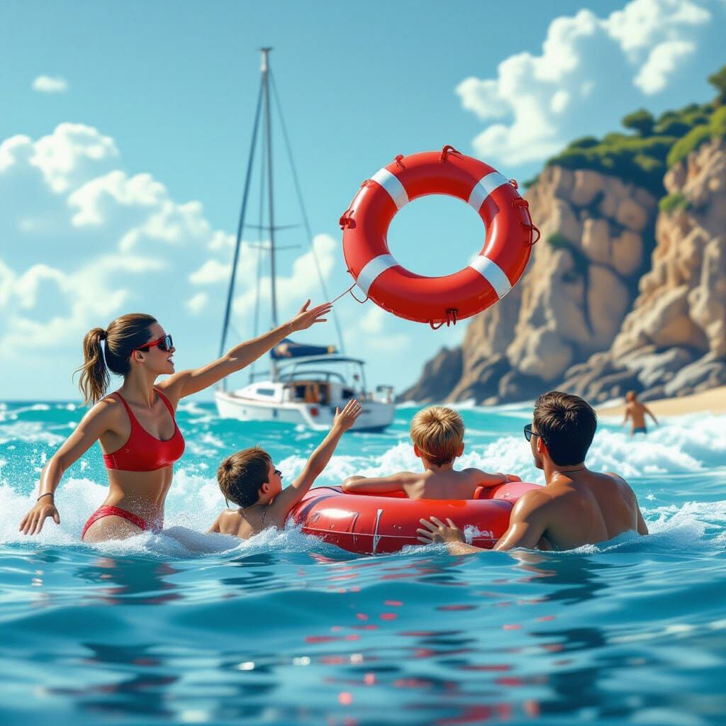 Lifeguard Rescue at Sea in 3D