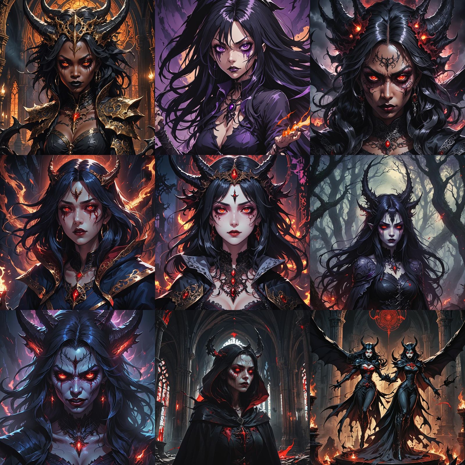 Demonic Vampire Witch in Anime Style