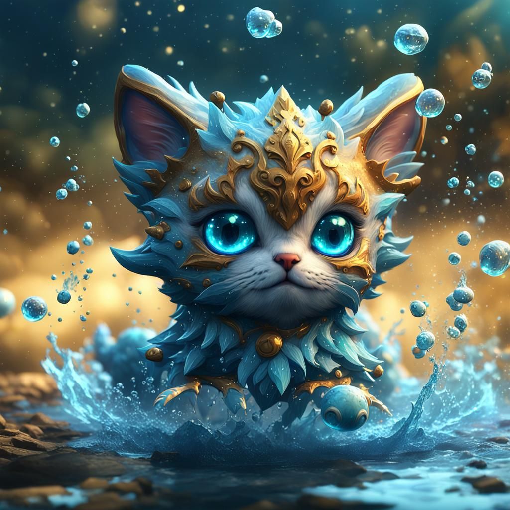 Fantasycore Water Kitten in Detailed Photography