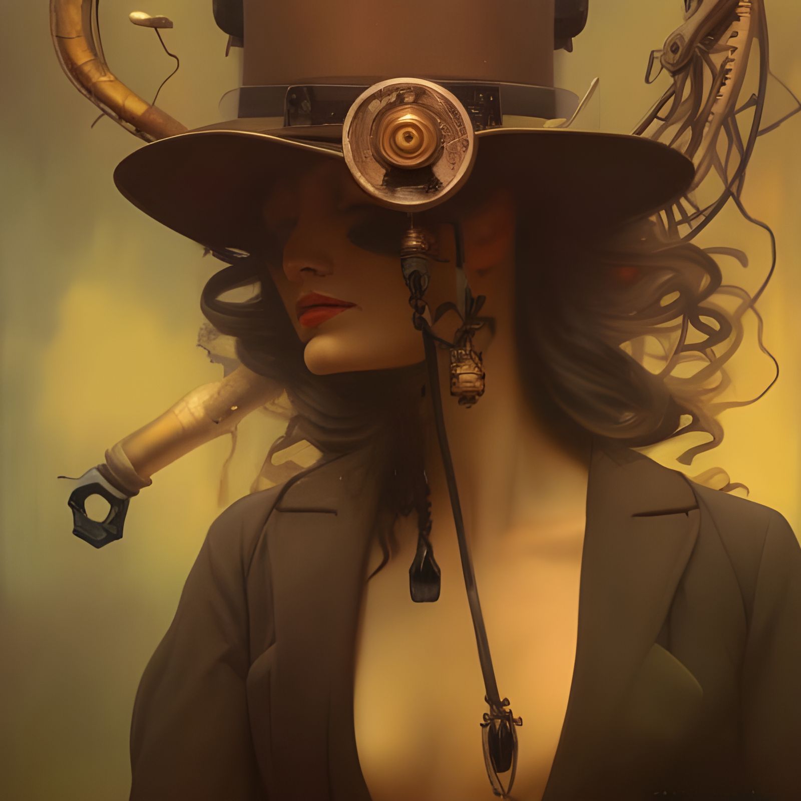 Surreal Steampunk Portrait in Oil Painting Style