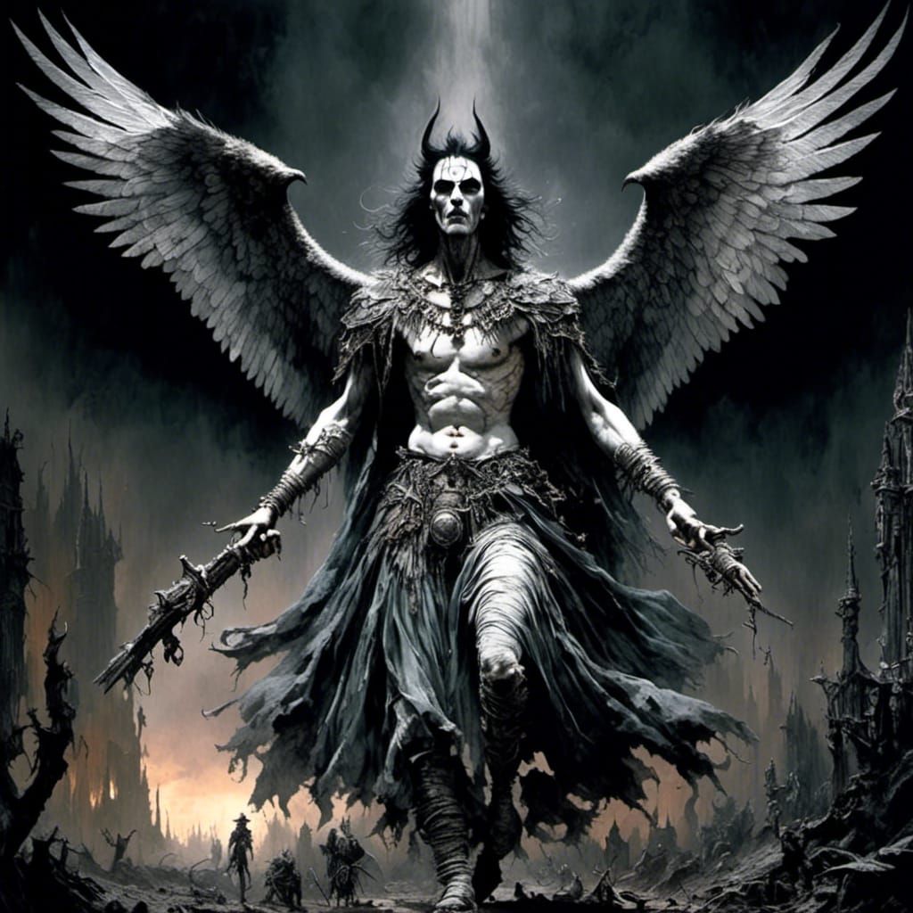 Horror Angel Illustration in Gustave Doré Style