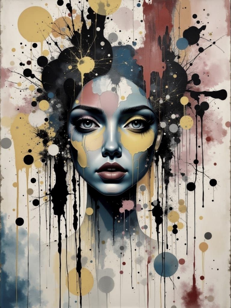 Abstract Modern Art with Paint Splatters