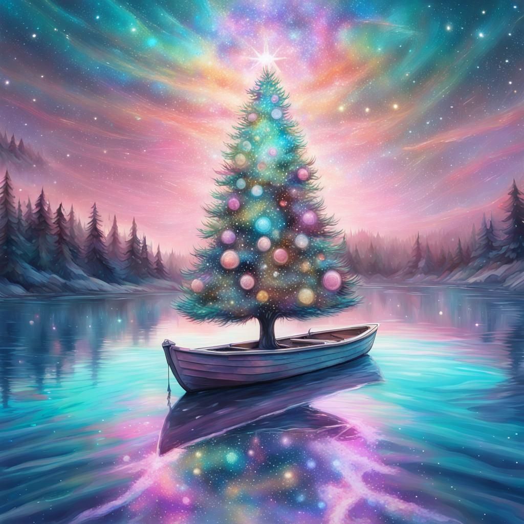 Christmas Tree on Boat, Astral Illustration