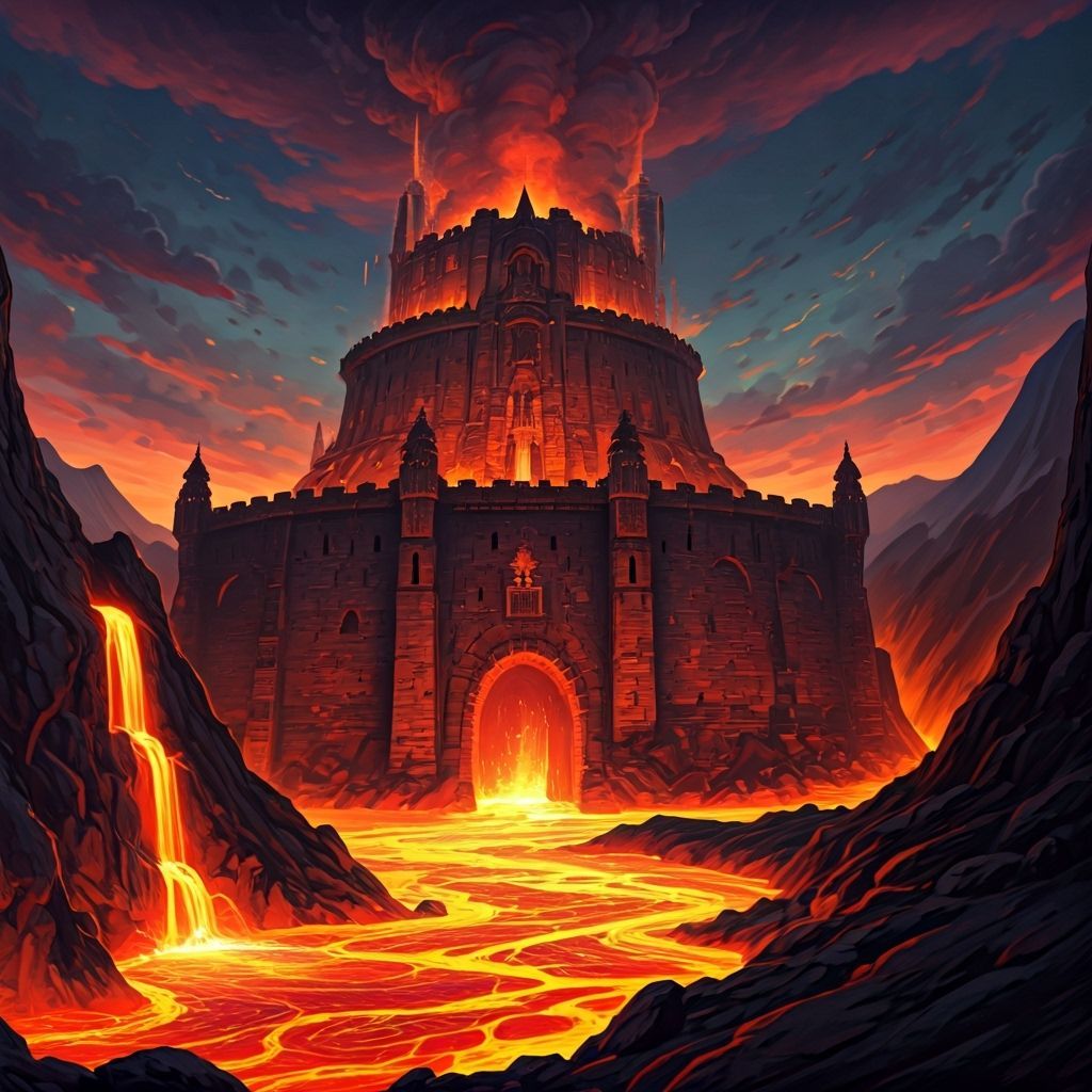 Volcano Fortress With Lava Walls
