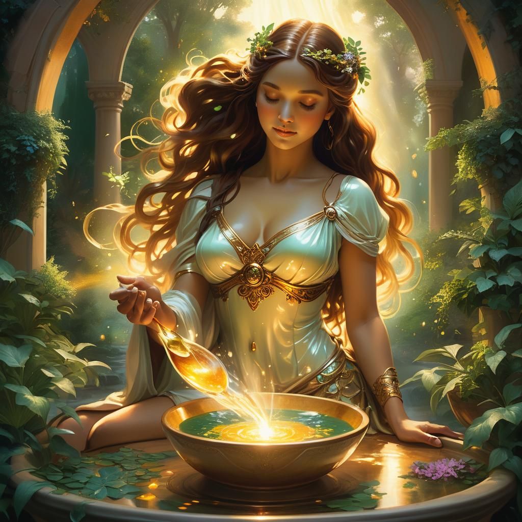 Goddess of Healing Energy in Art Nouveau Style