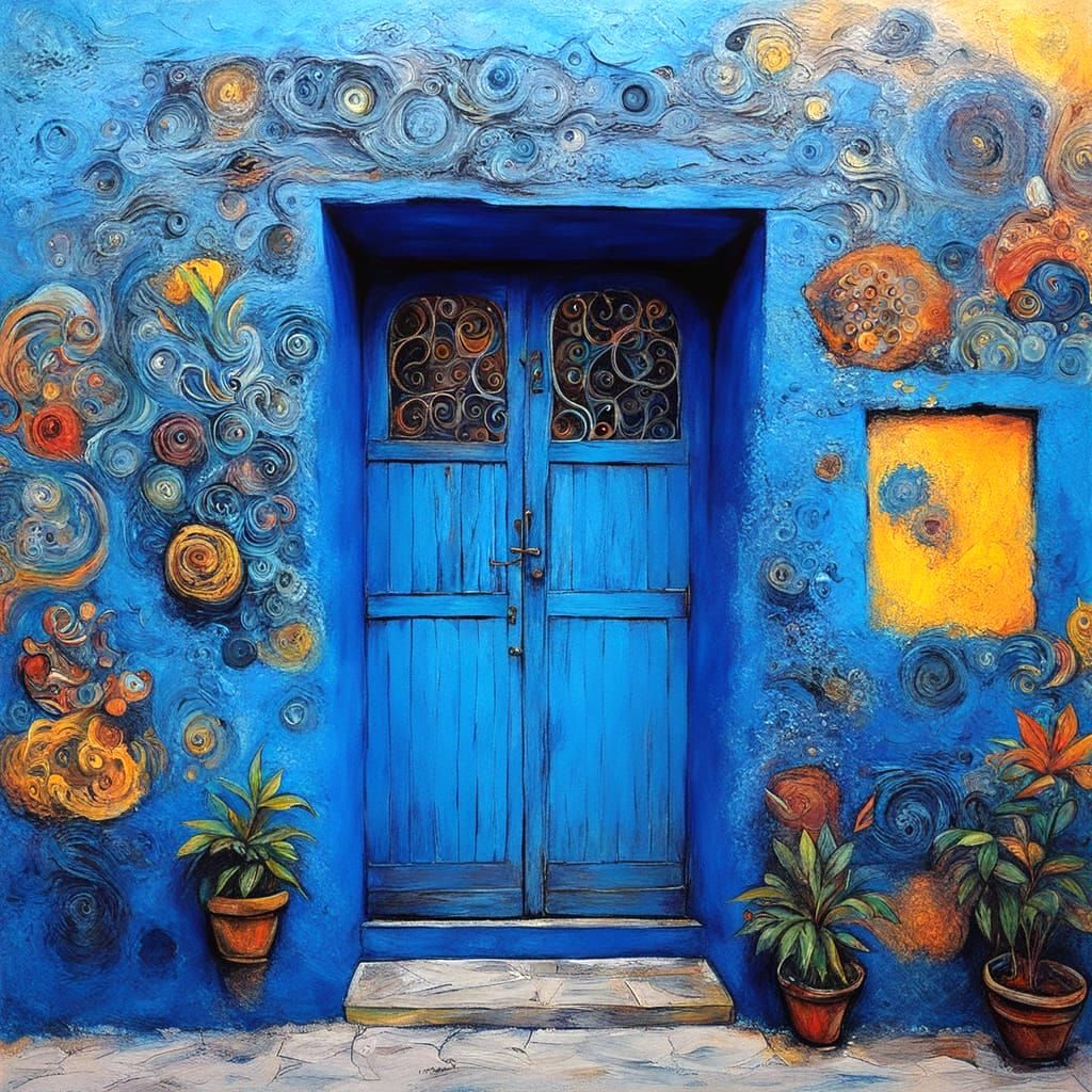 Surrealist Home with Melting Mural and Yellow Climbing Vine