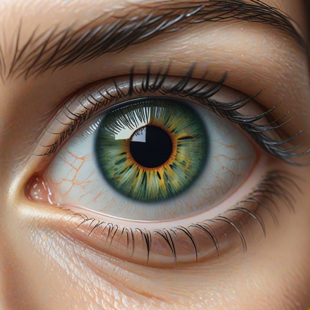 Macro Photo of a Detailed Green Human Eye