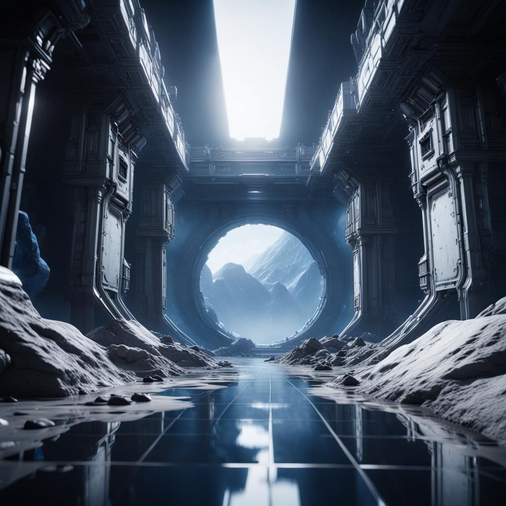 Endless White and Blue Void in 3D Style