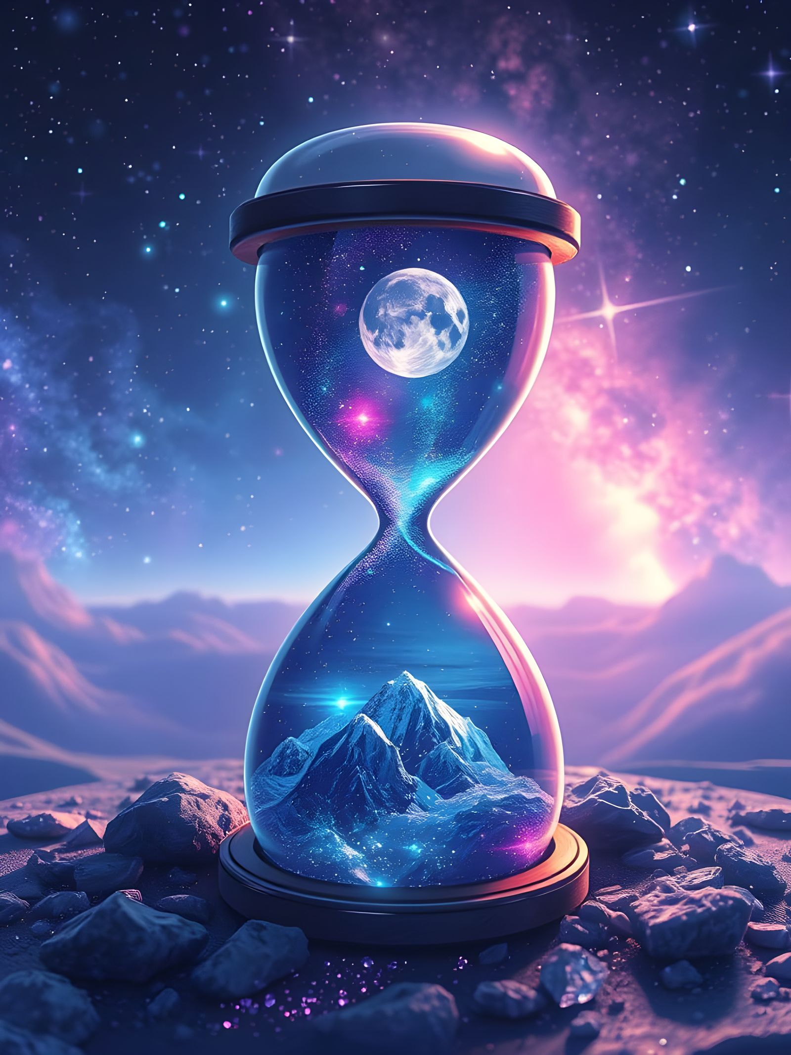 Galactic Hourglass with Day and Night Skies