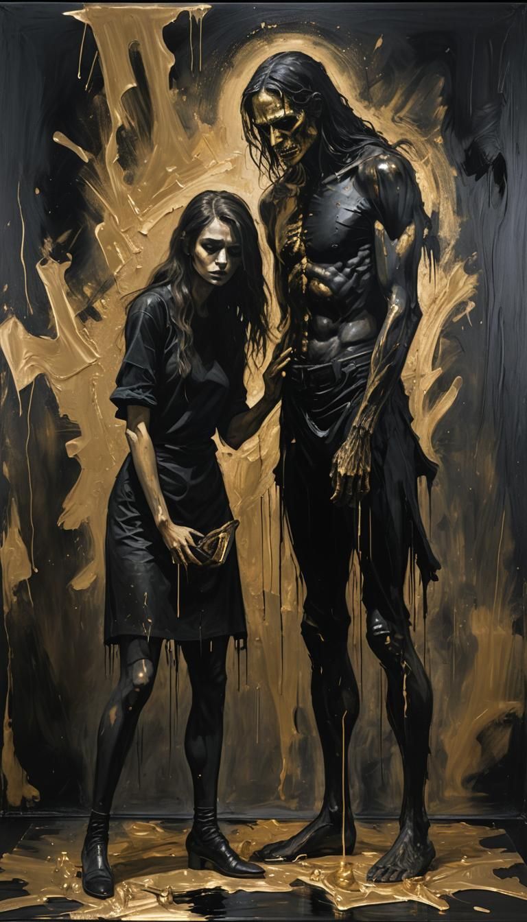 Dramatic Painting of Misogyny Personified in Grunge Style