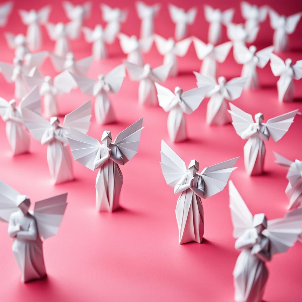 Origami Angels Papercraft in Soft Focus