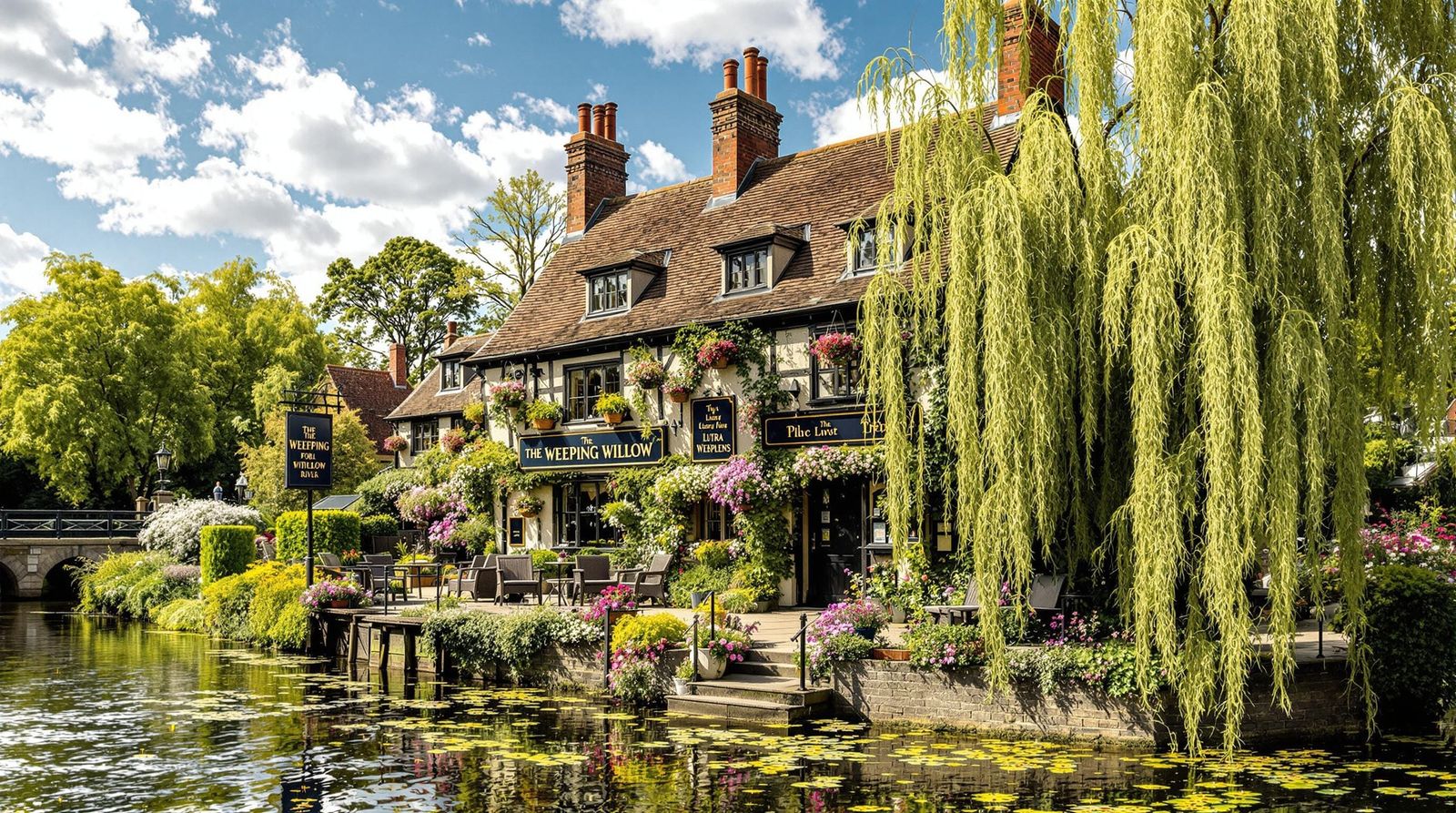 The Weeping Willow English Pub in Spring Bloom