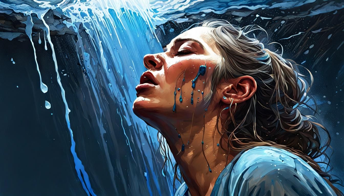 Hyperrealistic Portrait of Melancholy with Colorful Accents