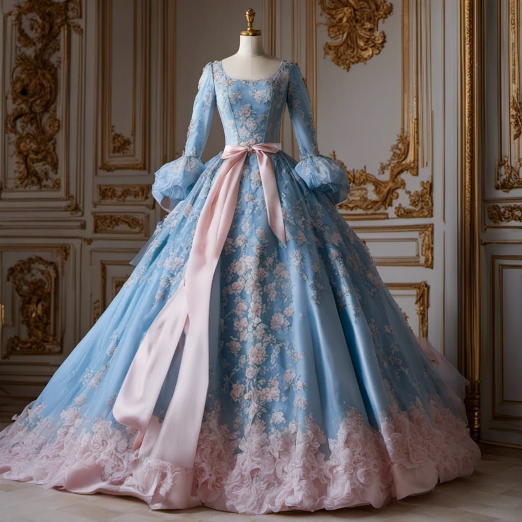 Rococo Dress Form in Pale Pink and Blue