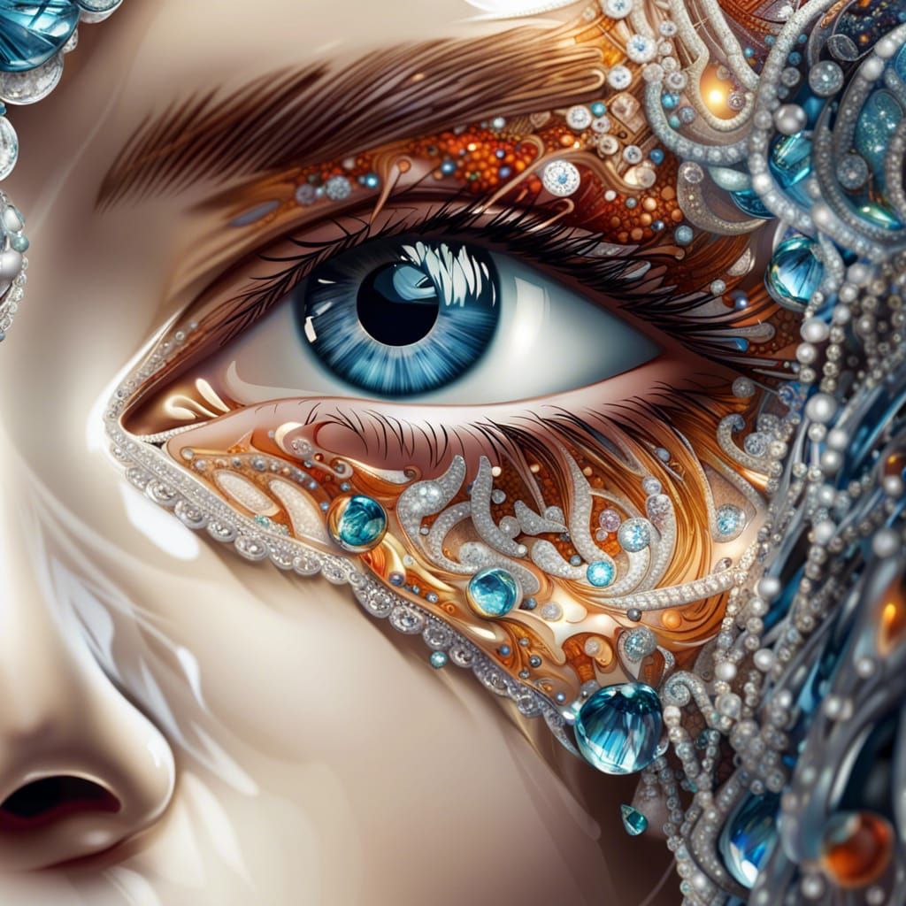 Diamond with Expressive Eyes: Detailed Digital Art