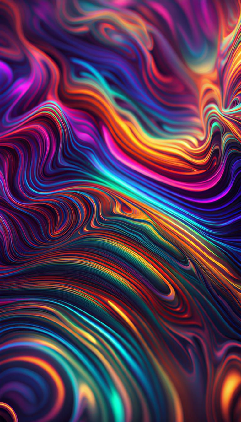 Rainbow Holographic Interference Pattern in Glitchcore Style