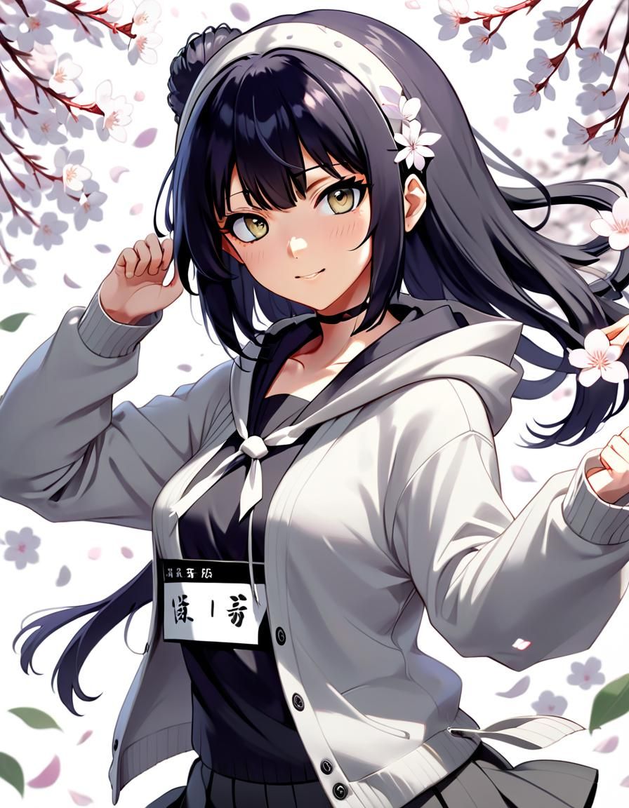 Hinata Hyuga Anime Art in Studio Trigger Style