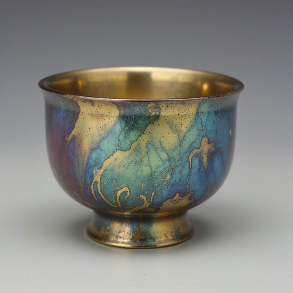 Opal Metallic Glazed Porcelain Tea Cup