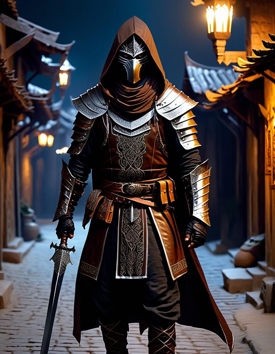 Mysterious Dark Fantasy Rogue in Arabic-Oriental Medieval Se...