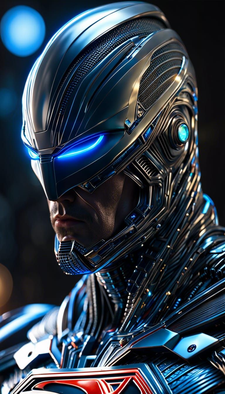 Robotic complex wired Superman with bioluminescencent wires