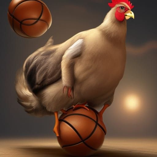 Fat Cat Balances Basketball Wearing Chicken Sweater