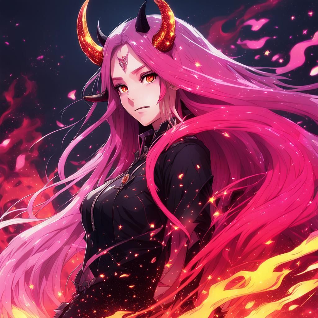 Fantasy Woman Portrait with Fiery Accents