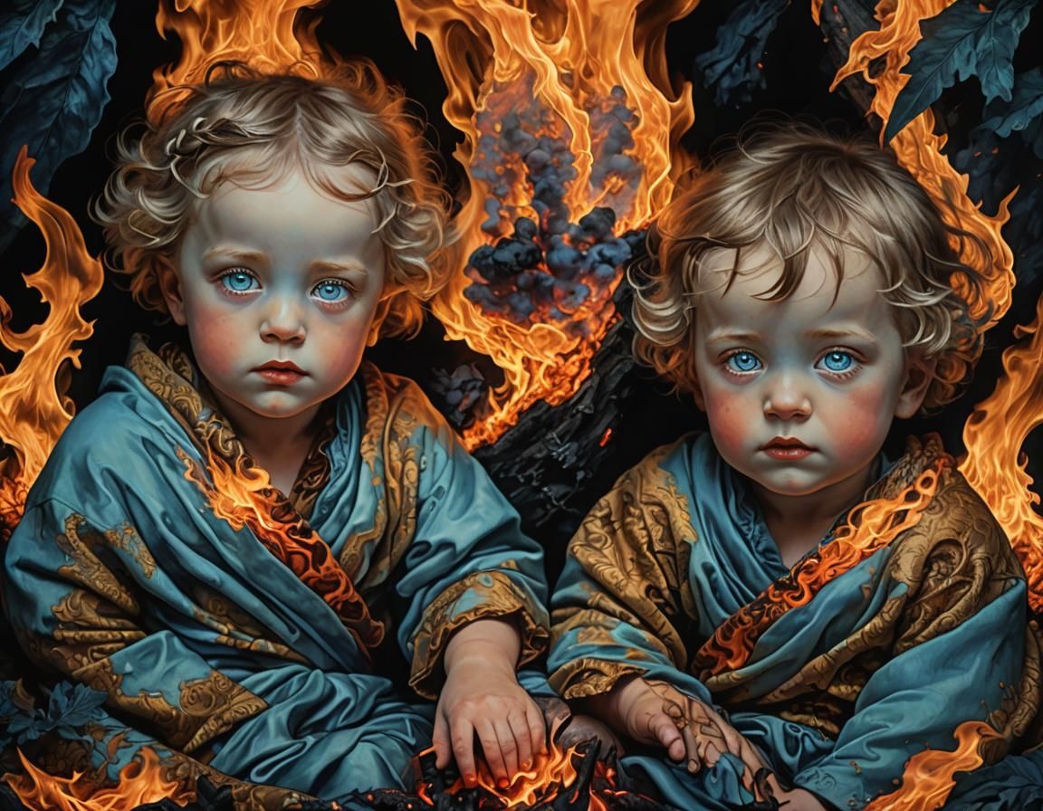 Babies Wrapped in Fire in Enflamed Forest