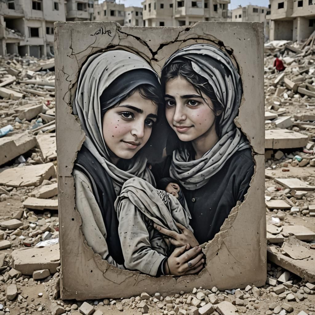 Lovers Embrace in Gaza Street Art