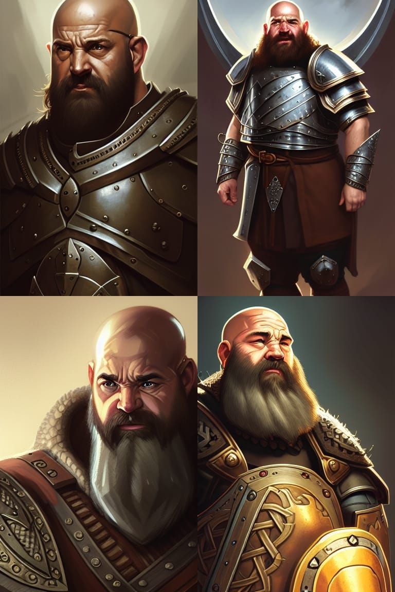 Dwarven Shield Fighter in Medieval Fantasy Style