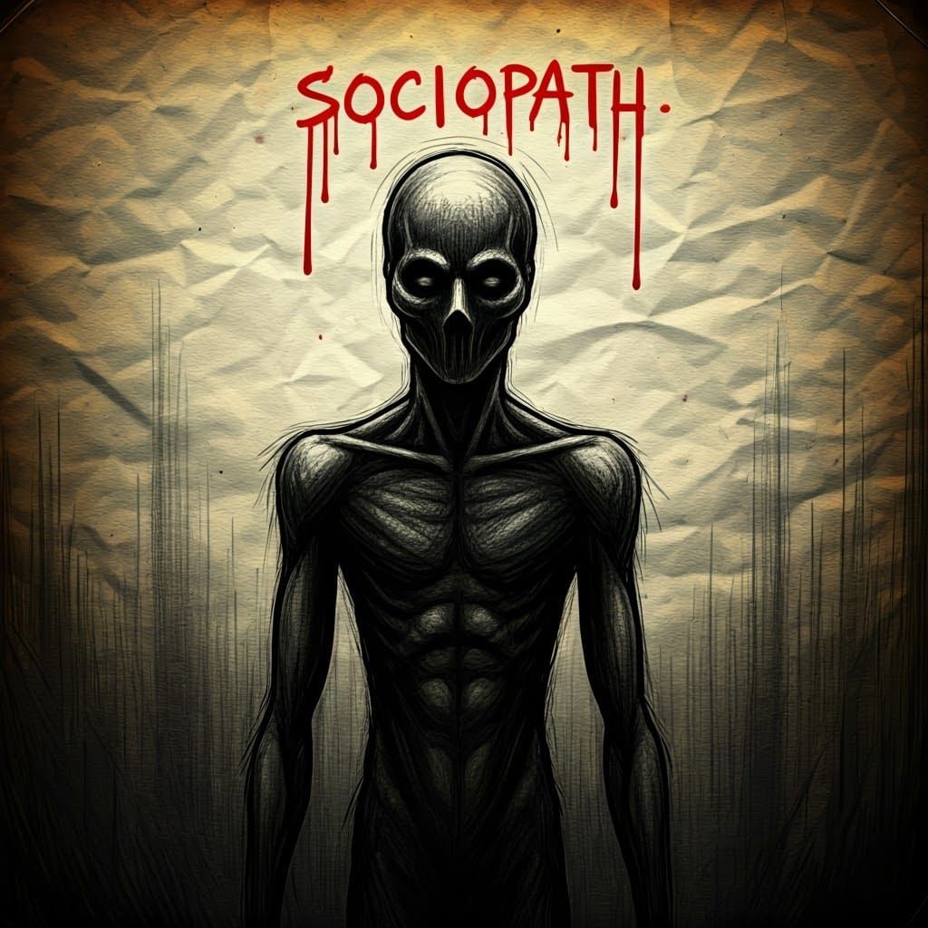 Dark, Gothic Stick Figure Portrait in Charcoal and Ink