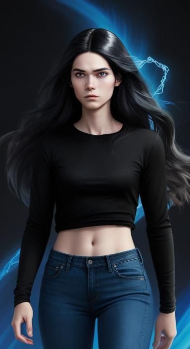 Androgynous Figure with Blue Aura, Comic Book Style