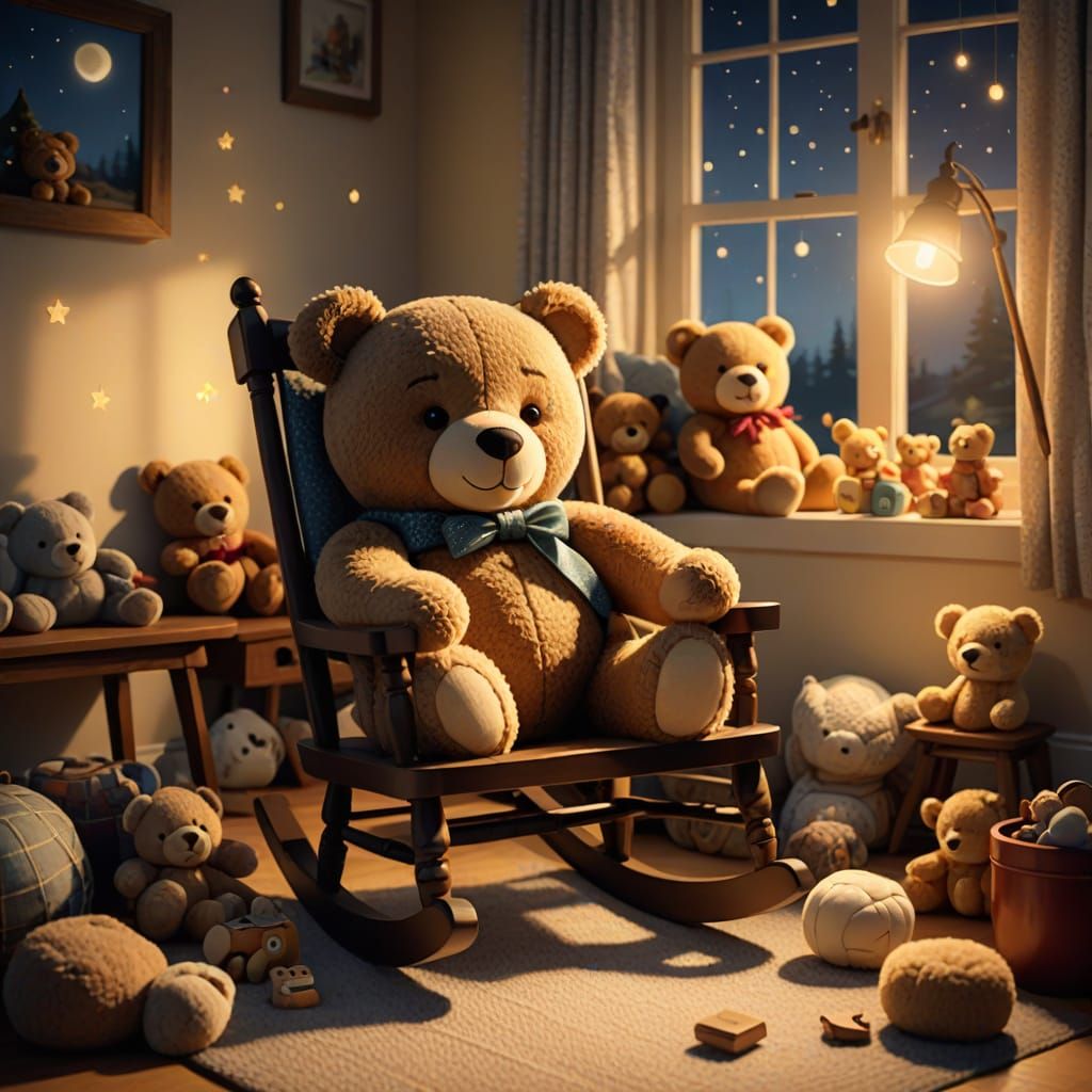 Teddy Bear's Cozy Night: Whimsical Children's Illustration
