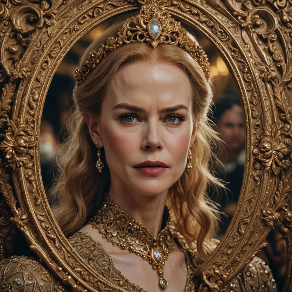 Ornate Golden Frame Portrait in Digital Matte Painting