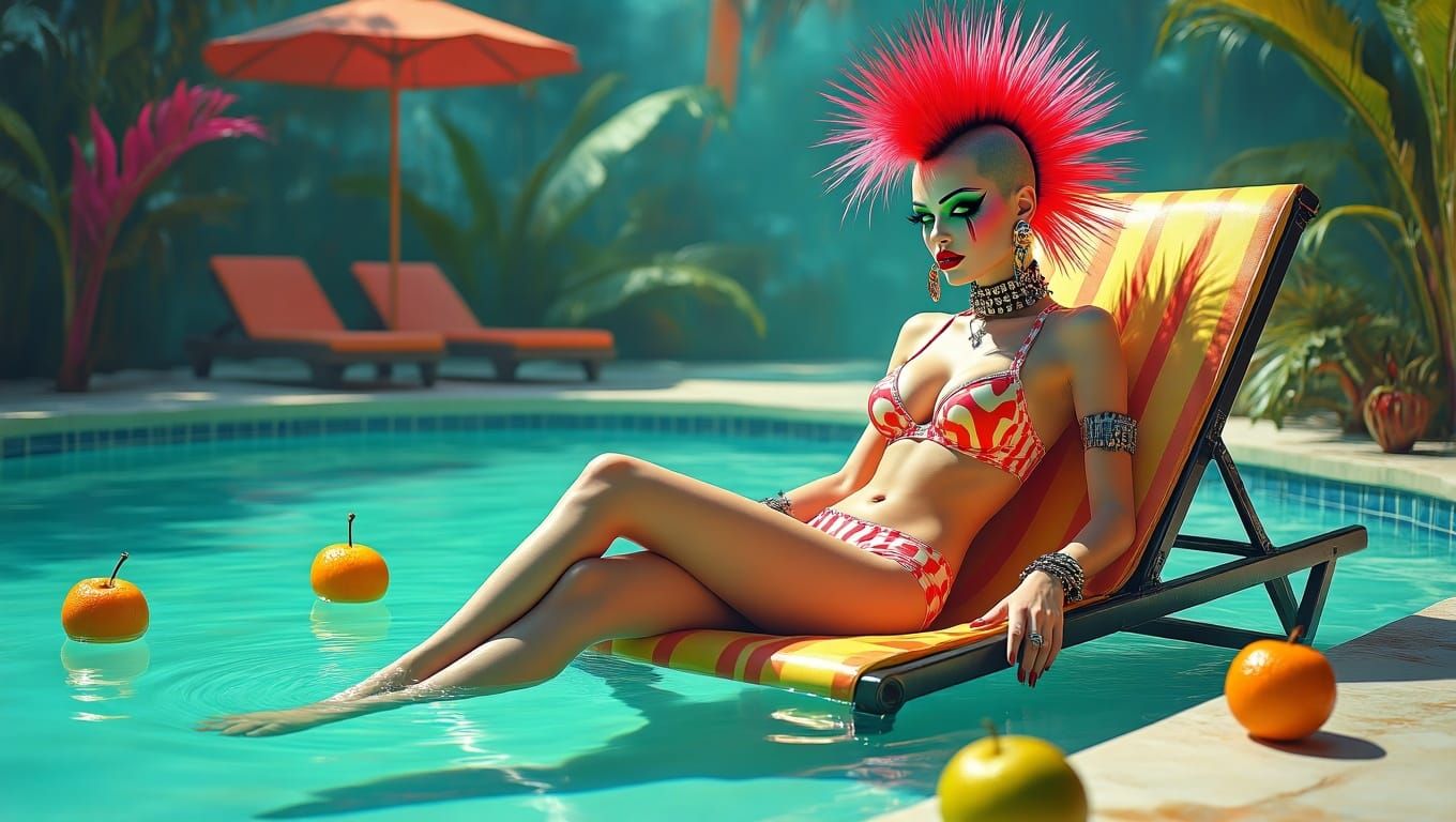 Surreal Punk Rock Goddess in Giger-Burton Inspired Paradise