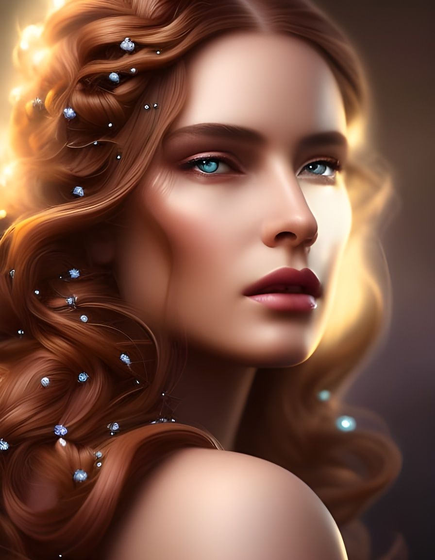 Ethereal Norse Goddess Portrait in Watercolor Style