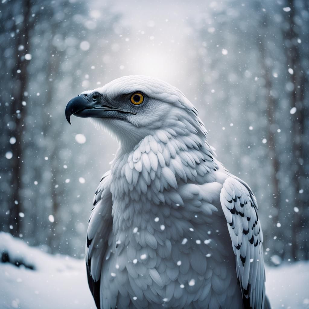 Surreal Crow Eyes Reflected in Snowy Mirror