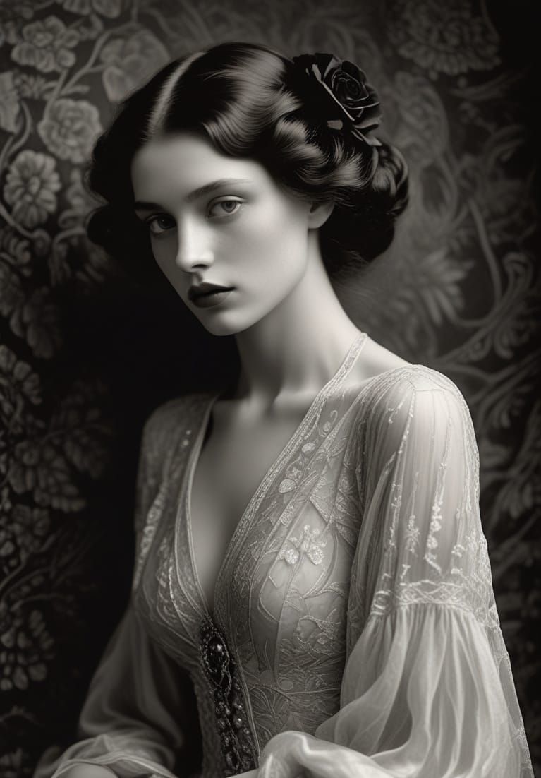 Elegant Lady in Black and White