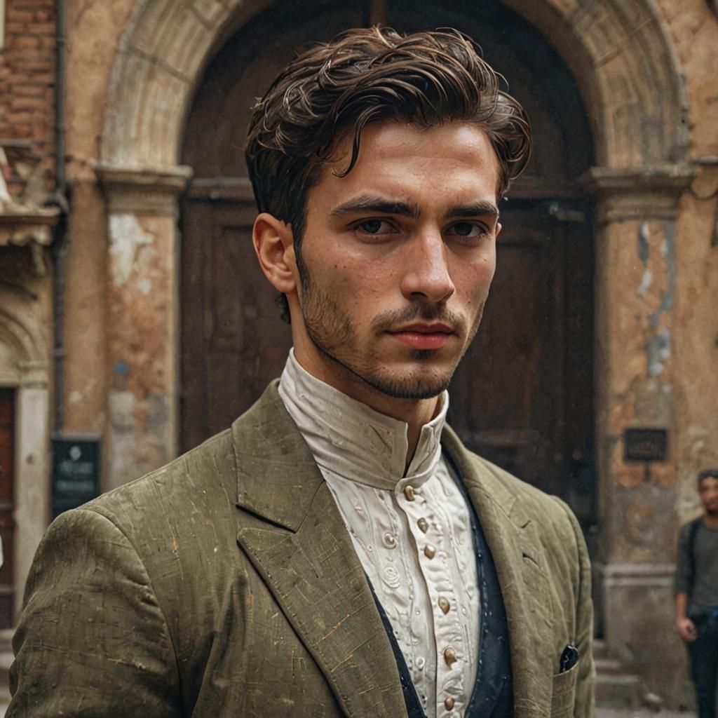 Handsome Italian Man Portrait in Mannerist Style