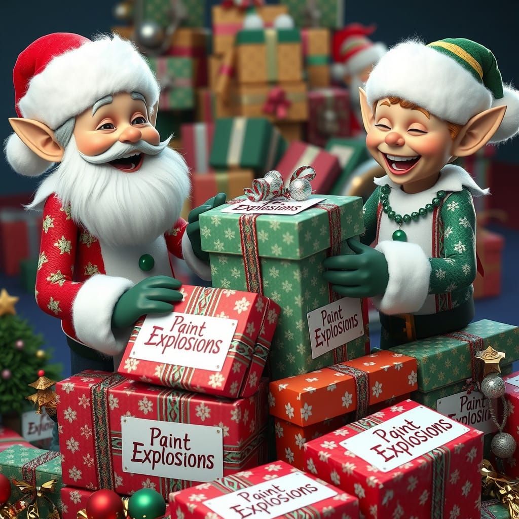 Santas Elves Wrap Toys with Joy in Vibrant CGI Style